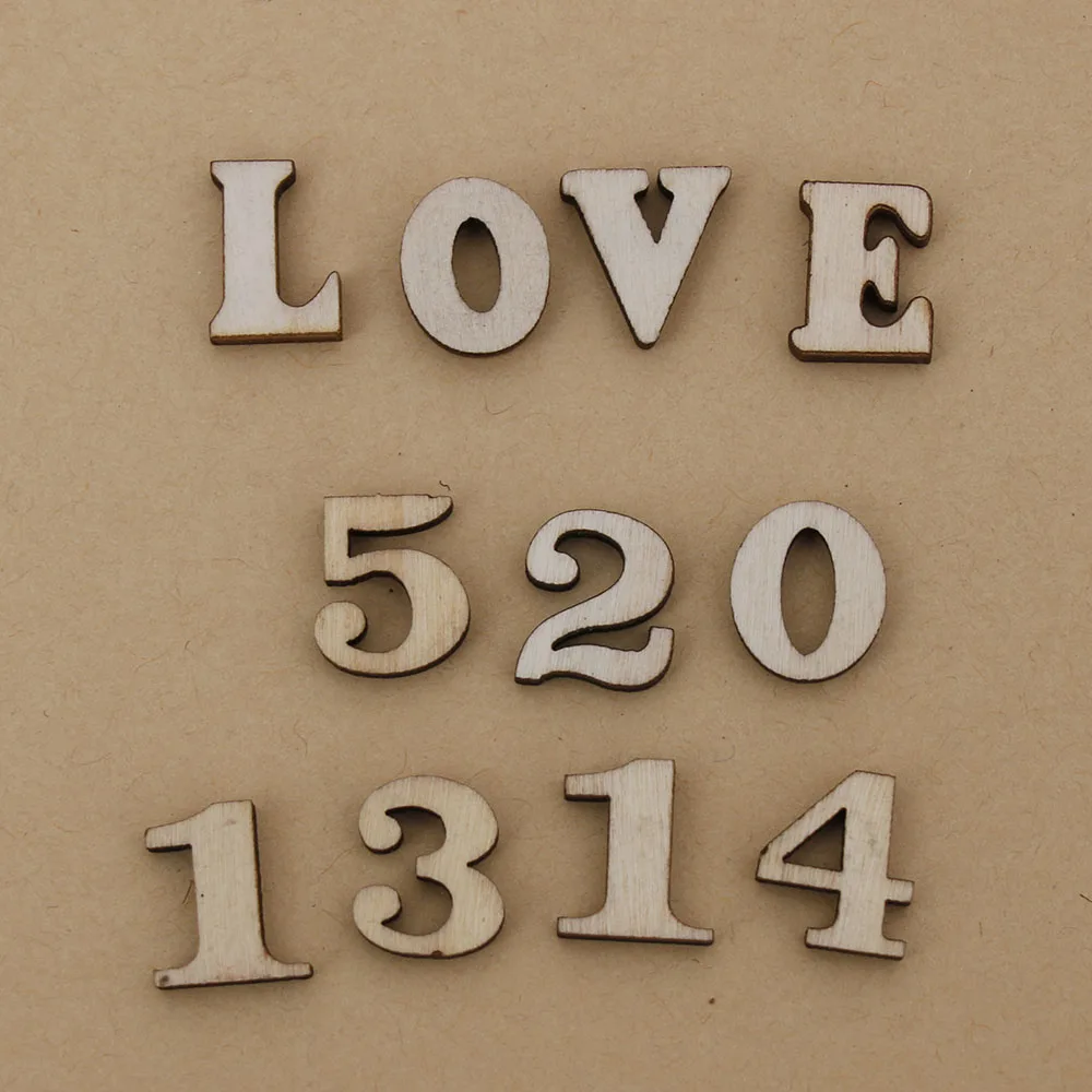

200pcs Mixed Letter alphabet Natural wooden number decoration Wood Letter Craft Flatback Scrapbooking Decoration