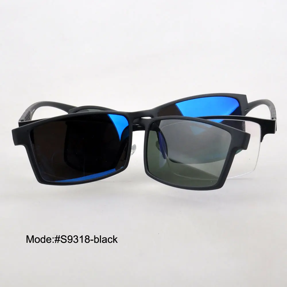 MY DOLI clip on mirrored polarized eyewear half rim TR temple prescription spectacles