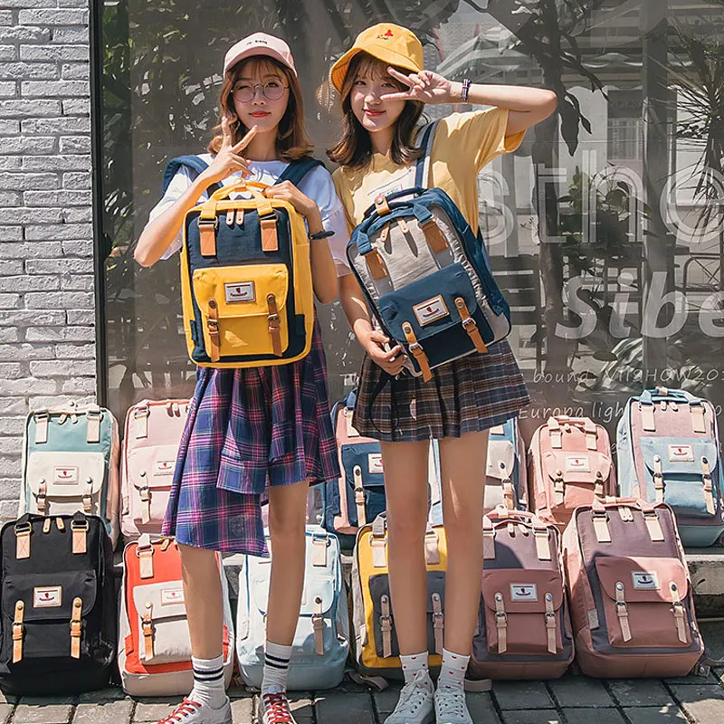 Студенческий холщовый рюкзак для подростков, многоцветной женский рюкзак для путешествий, модный рюкзак с принтом для девочек