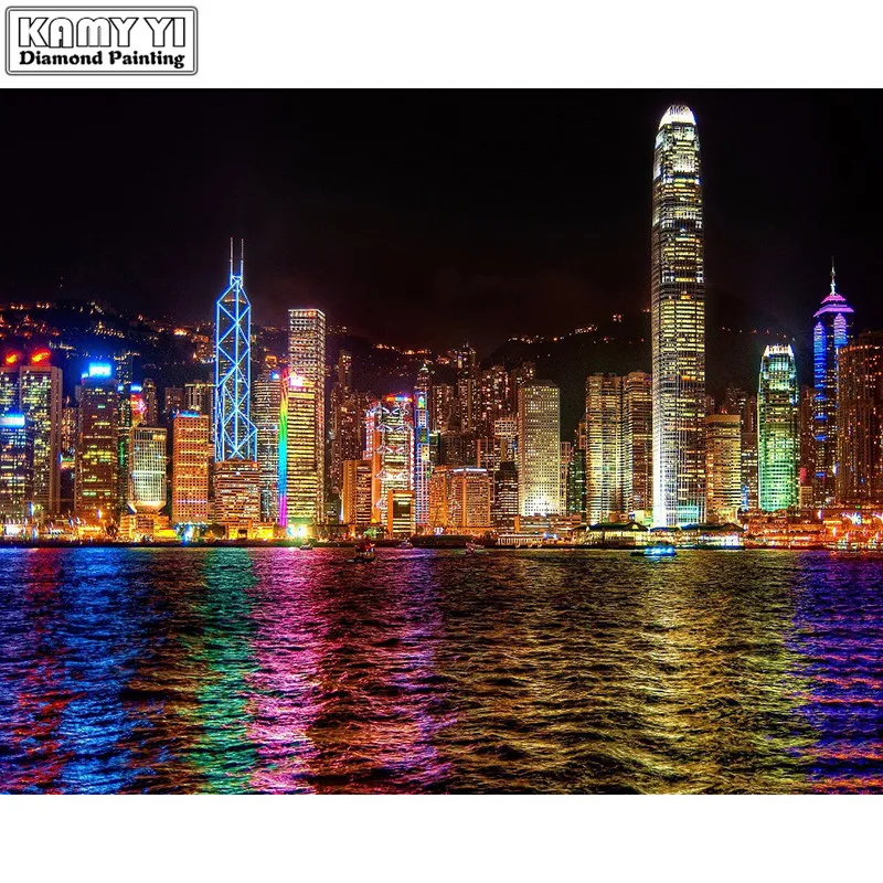 

Diy Diamond Painting Embroidery 5D Full Diamond Cross Stitch Set Rhinestone Crafts Home Painting Wall Decor Night City