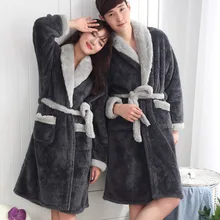 Новые мужские и женские Зимние халаты фланелевые теплые парные ночные рубашки мужские и женские плотные домашние банные халаты