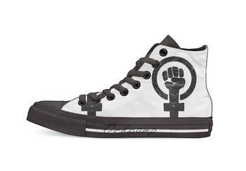 

Feminist Raised Fist Distressed High Top Canvas Shoes Flat Casual Custom Unisex Sneaker Drop Shipping