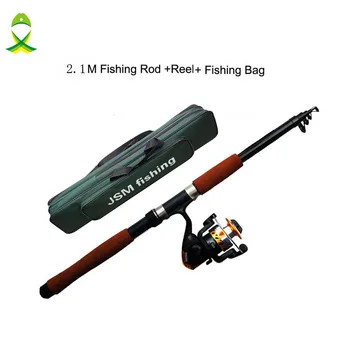 

JSM 2.1M Fishing Rod Reel Combo Telescopic Spinning Rod and Reel fishing bag Tackle Kit HOT SELLING