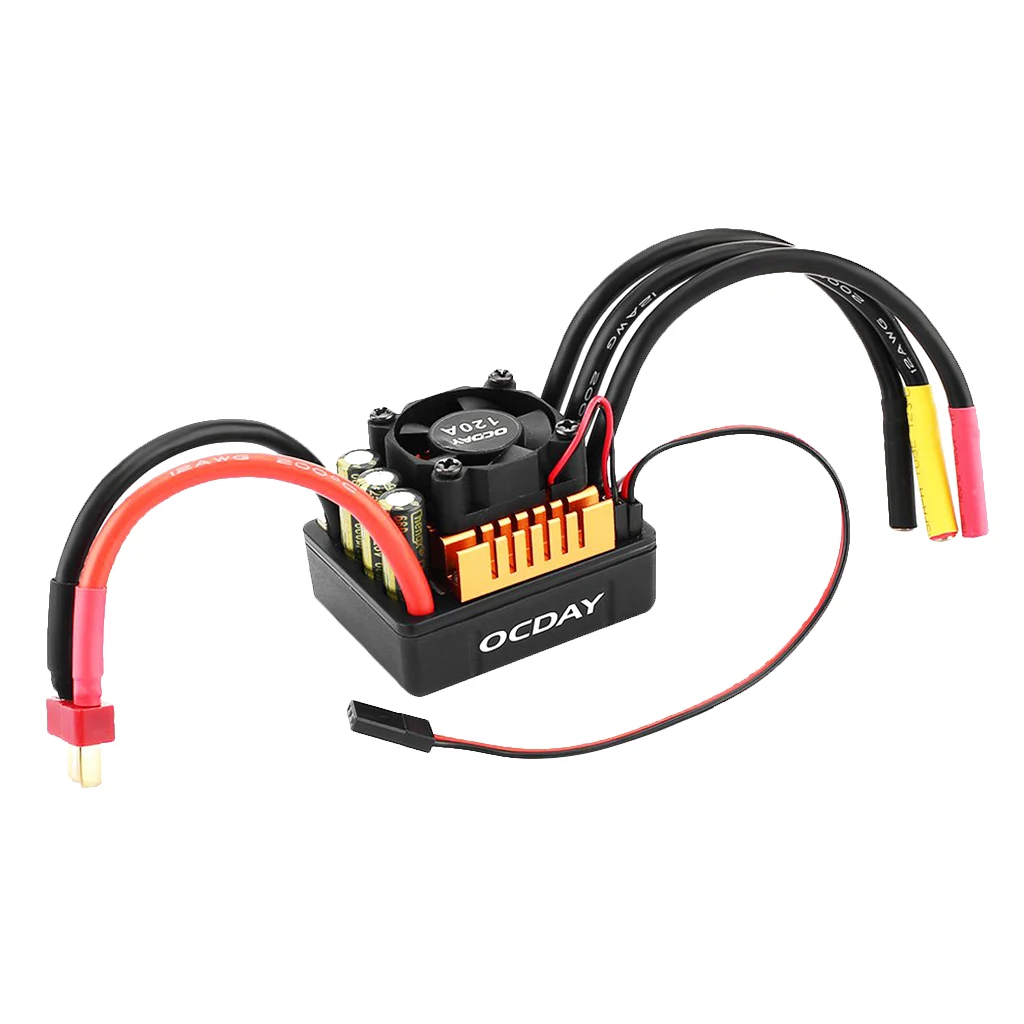 

Waterproof 120A Brushless ESC Electronic Speed Controller for 1/8 RC Car Truck Parts HSP HPI SCX10 D90 CC01