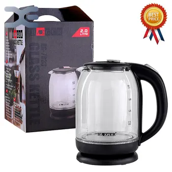 

2L Water Kettle Glass Handheld Instant Heating Electric Water Kettle Auto Power-off Protection Wired Kettle HG-7833