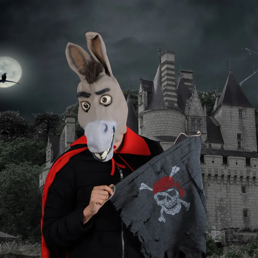 Full Face Cosplay Funny Latex Donkey Mask Animal Masks Masquerade Adult