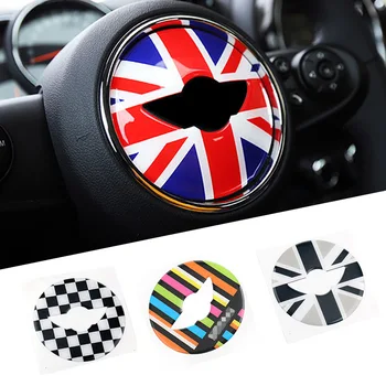 

Car Steering Wheel ABS Sticker For Mini Cooper Countryman JCW F54 F56 F55 F60 Mini Cooper Accessories Car styling Red Union Jack
