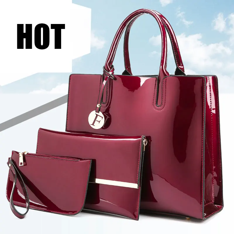 Black Women Purses And Handbag 2018 New Shiny Leather Ladies Office Bag Solid Female Top Handle Bag Crossbody Tote Wallet Clutch Black Women Purses And Handbag 2018 New Shiny Leather Ladies Office Bag Solid Female Top Handle Bag Crossbody Tote Wallet Clutch