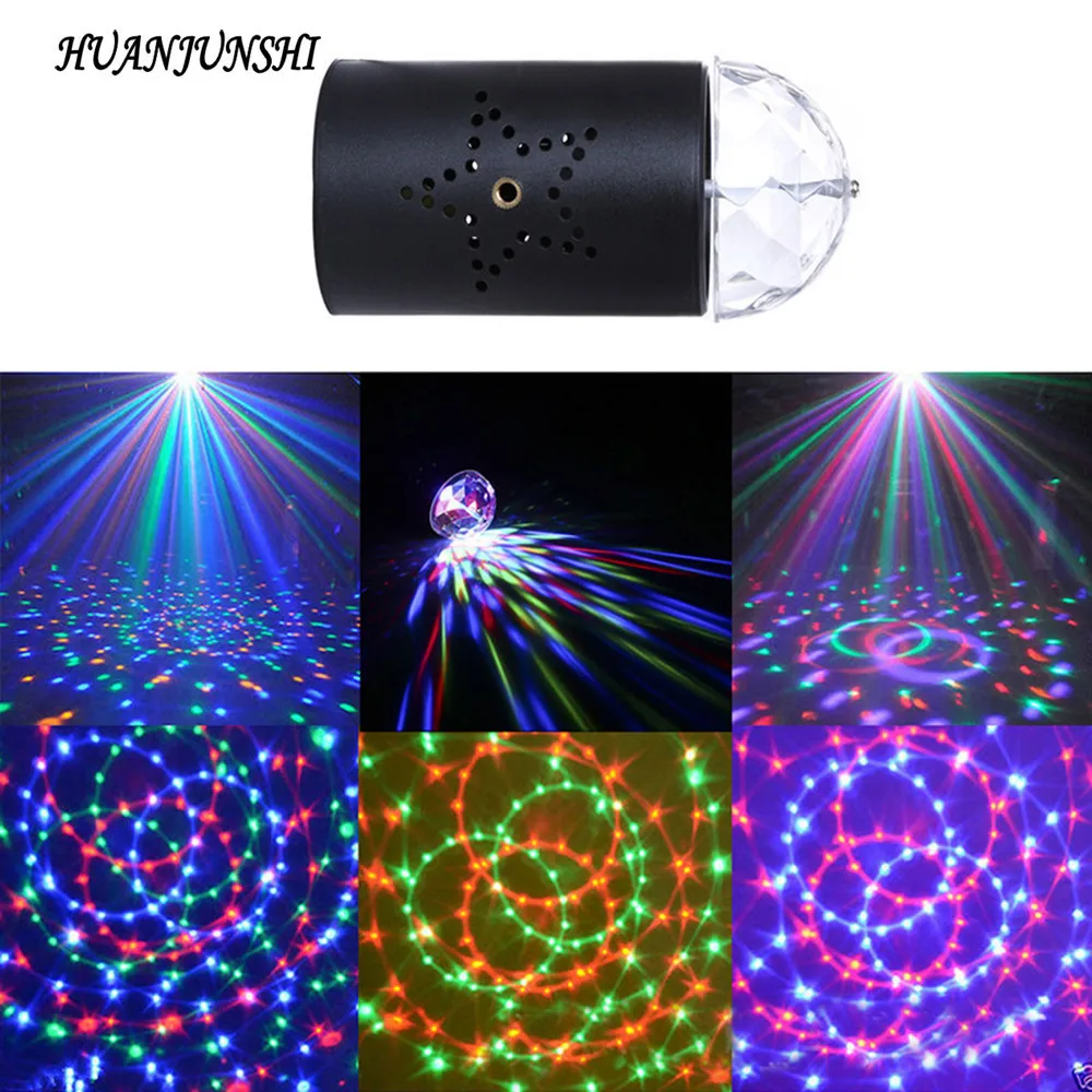 HUAN JUN SHI Mini RGB 3W Crystal Magic Ball Led Stage Lamp DJ KTV Disco Laser Light Party Christmas Projector Lights 3PCS/lot