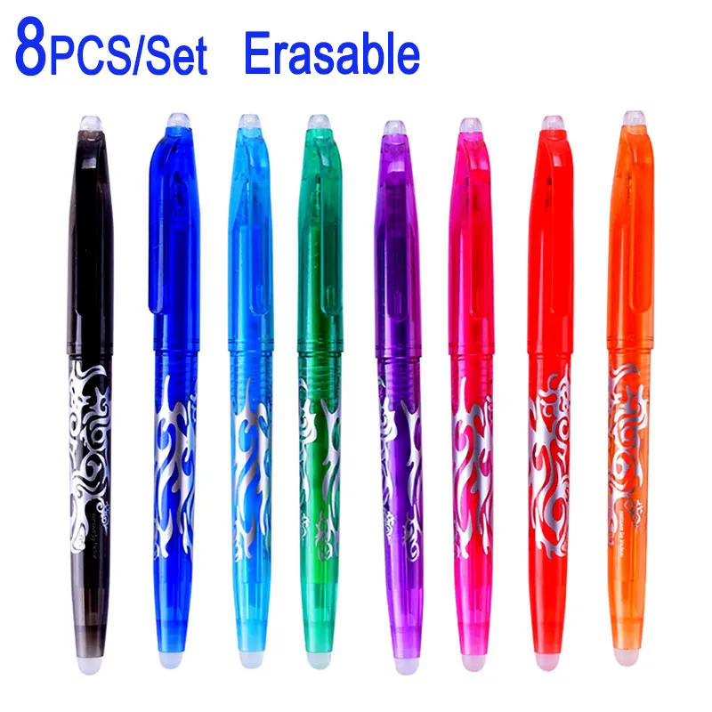

8pcs/set New 0.5mm Erasable Pen Colorful 8 Color Magic Gel Ink Pen Drawing Painting Tool Student Writing Tools Office Stationery