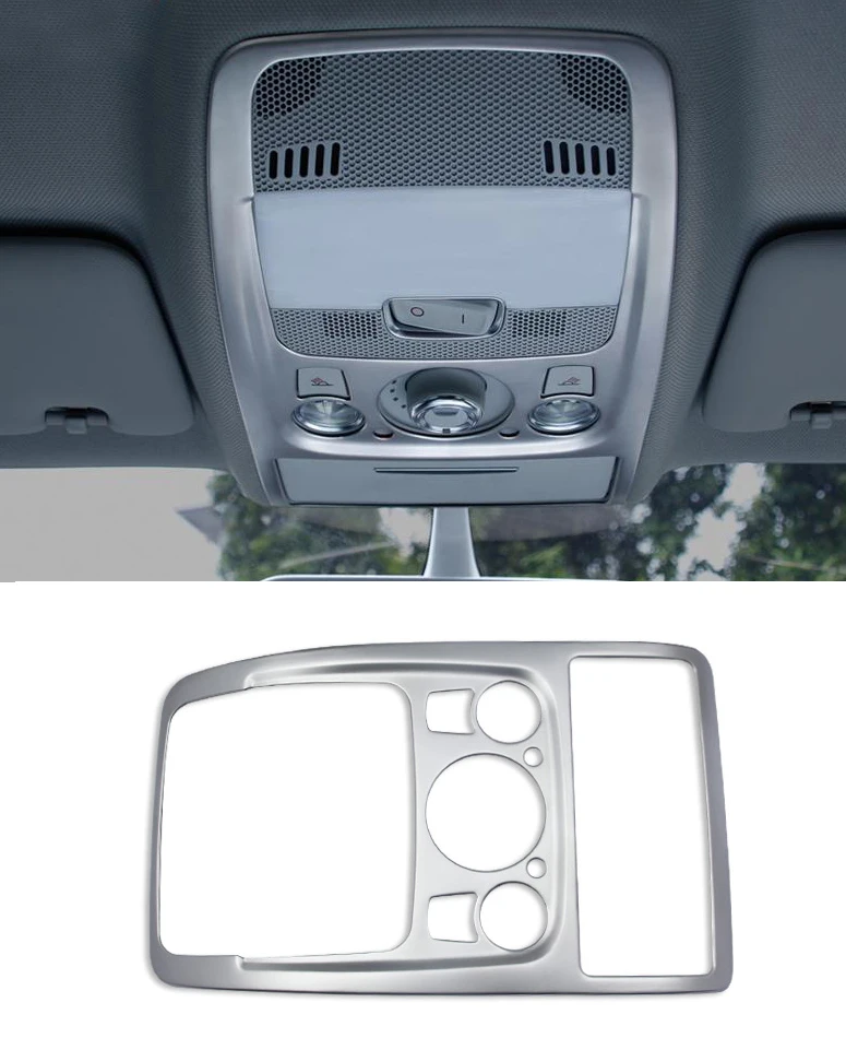 

Front Roof Reading Lamps Frame Cover Trim For Audi A4 B8 Q5 Stainless Steel Car Styling Interior Accessories 1pcs