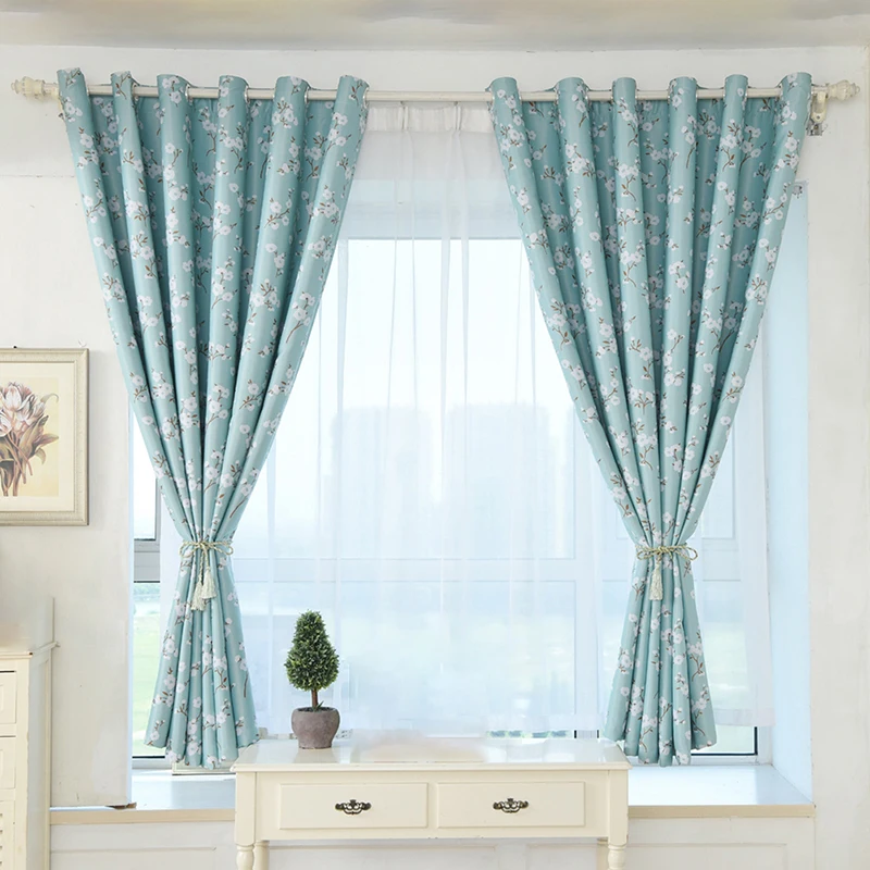 

Blue pink cloud printing shade cloth balcony bedroom finished custom curtain short curtain blinds Cloud print