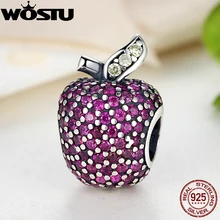 De Calidad SUPERIOR Plata 925 Apple Rojo Pavimenta Charm Fit Pandora Original Pulsera Joyería Colgantes DIY Auténtica idénticos