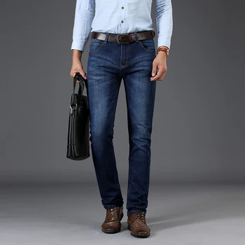 

SULEE Brand Cotton Summer Men Classic Blue Jeans Straight Long Denim Pants Middle-aged Male Quality Lightweight Jeans