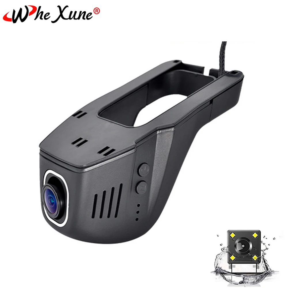 Ceny WHEXUNE Novatek podwójny obiektyw kamera samochodowa Full HD 1080P rejestrator jazdy wideo inteligentne wifi g sensor kamera na deskę rozdzielczą monitorowanie parkowania