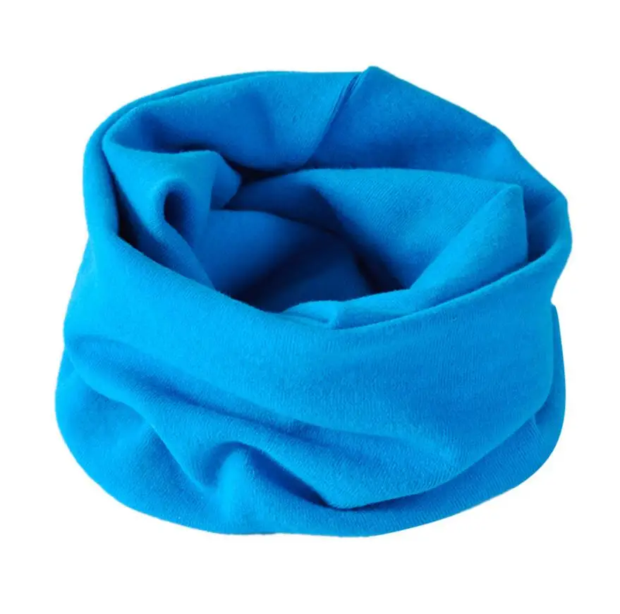 Новинка; детский однотонный хлопковый шарф; детский шейный платок для мальчиков; сезон осень-зима; стильный шарф с кольцом для маленьких девочек; шарфы; 9 цветов - Цвет: Синий