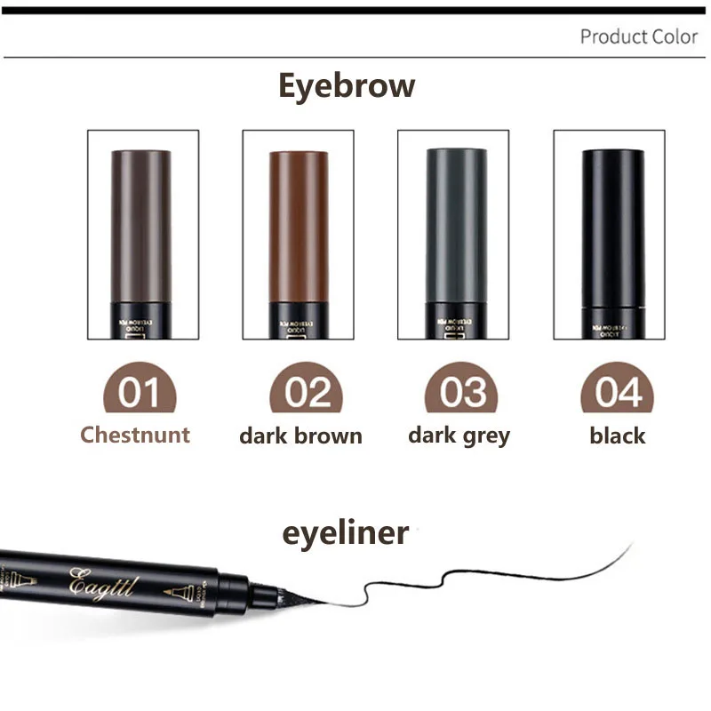 4 головки вилка жидкая живопись бровей Карандаш для татуировки черный коричневый цвет водонепроницаемый хна натуральный бровей Макияж Ручка
