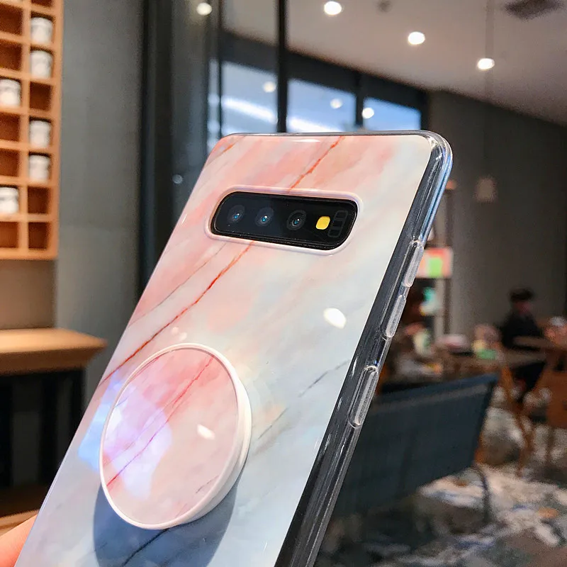 For Samsung Galaxy S10 Case Marble Phone Case For Samsung S10e S 10 S9 S8 Plus S7 Edge Note 9 8 Cover Stand Holder Silicon Coque