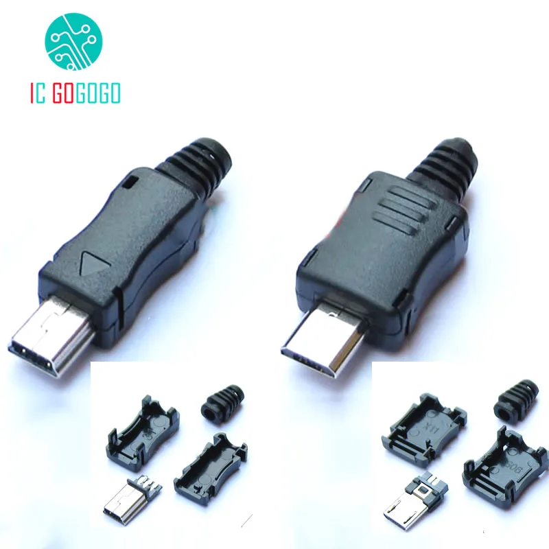 10 шт. мини микро USB Штекерный разъем интерфейс Наборы сделай сам кабель для