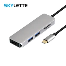 Тип-c до 2 Порты и разъёмы USB3.0 HUB+ 4 K HDMI+ TF/SD Card Reader зарядки серебро Алюминий сплав OTG адаптер usb-концентратор для Mac Book Xiaomi