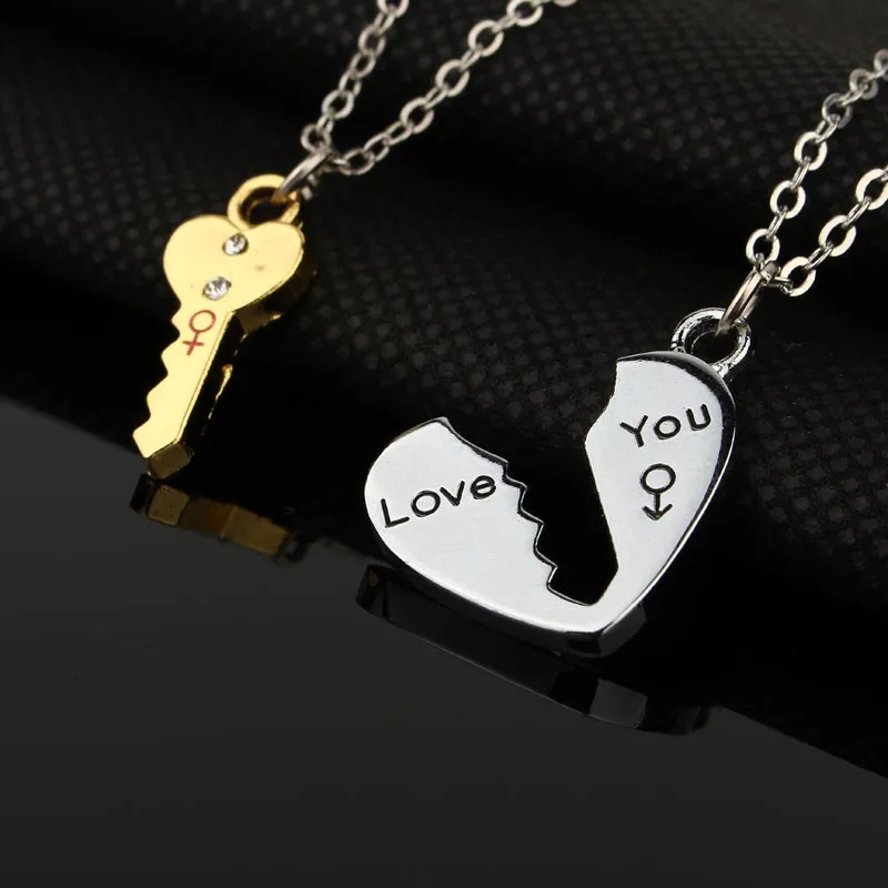 Ожерелье в виде разбитого сердца с серебряным покрытием 2 шт.|heart necklace|necklaces for