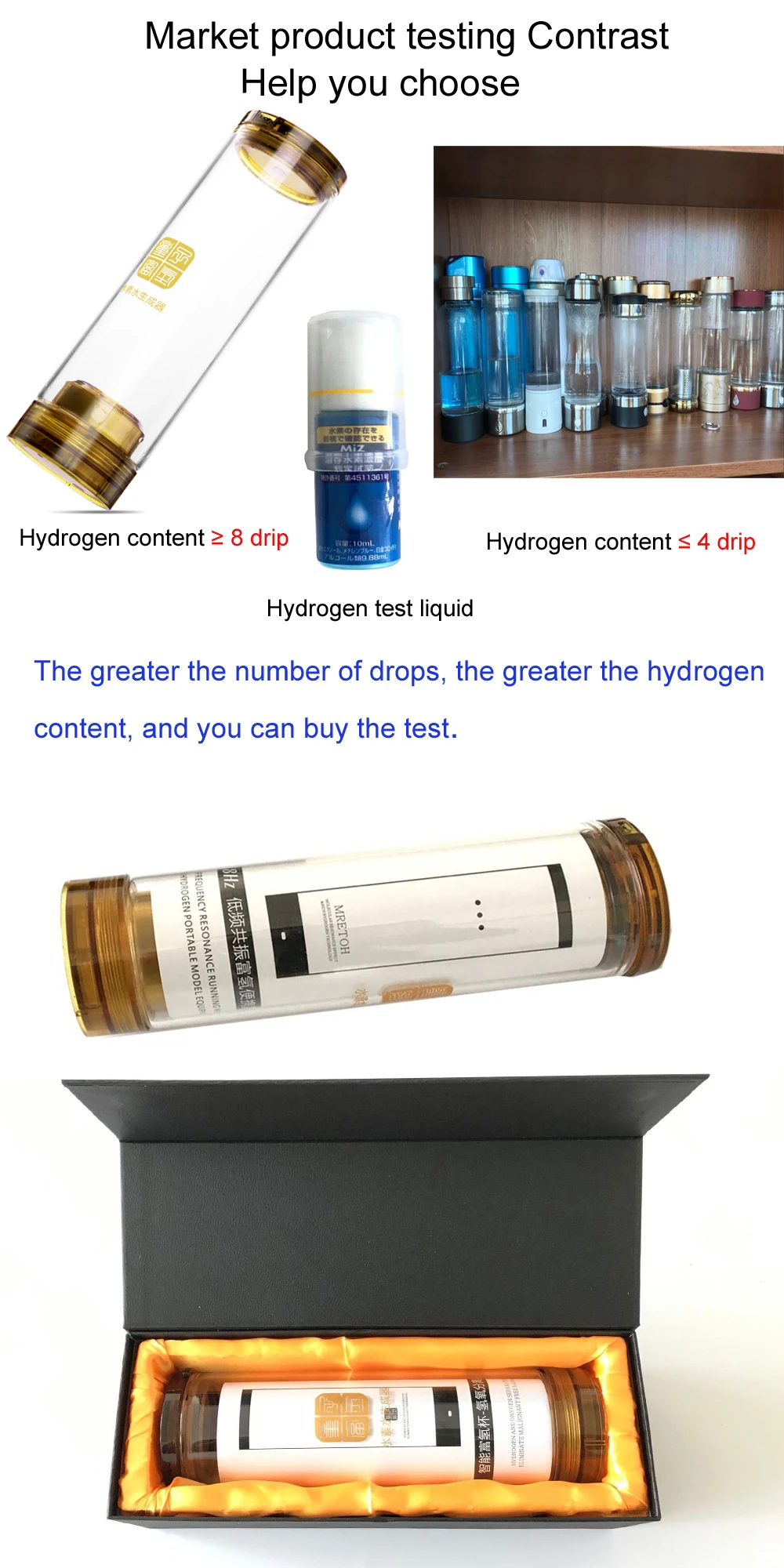 H2 генератор электролиза воды перезаряжаемый портативный ионизатор воды богатая водородом бутылка 600 мл с кислотной полости воды