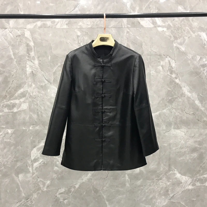 2019 spring new genuine leather female Tang suit leather single high quality jacket women leather jacket