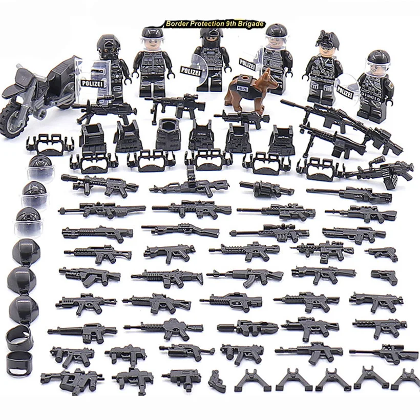 

SWAT Team Brick Military City police Soldiers Weapon model building blocks kit toy for Children Educational Toys