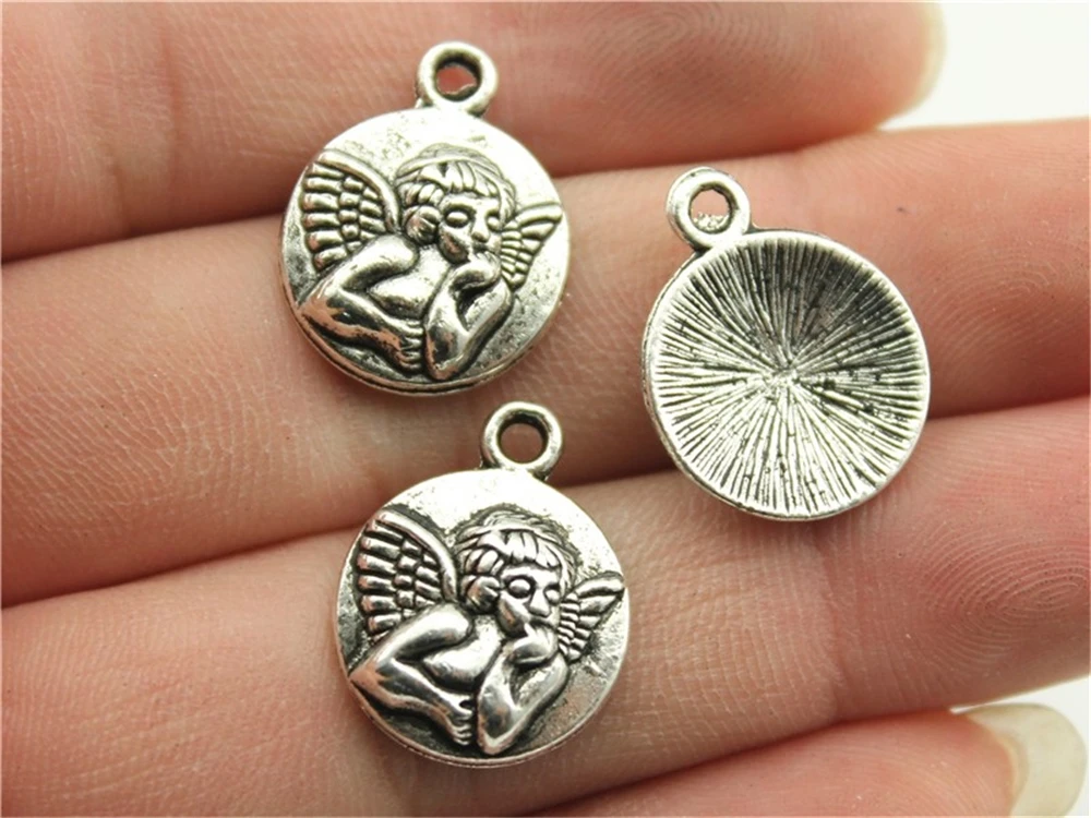 WYSIWYG 8pcs 15mm 2 Colors Antique Silver, Antique Bronze Angel Baby