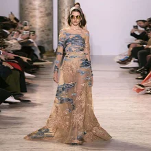 Новое поступление модное синее с золотыми блестками вечернее платье знаменитостей Женское Платье макси с длинным рукавом Vestidos Прямая поставка
