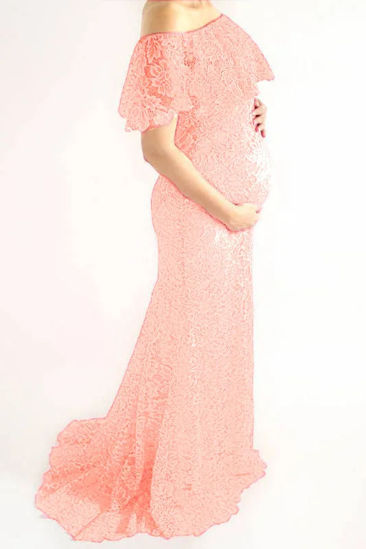 Maternity Pregnancy Dress Photography Props Lace Fancy Maxi Maternity Gown Clothes For Photo Shoots 2019 Women Pregnant Dresses (9)