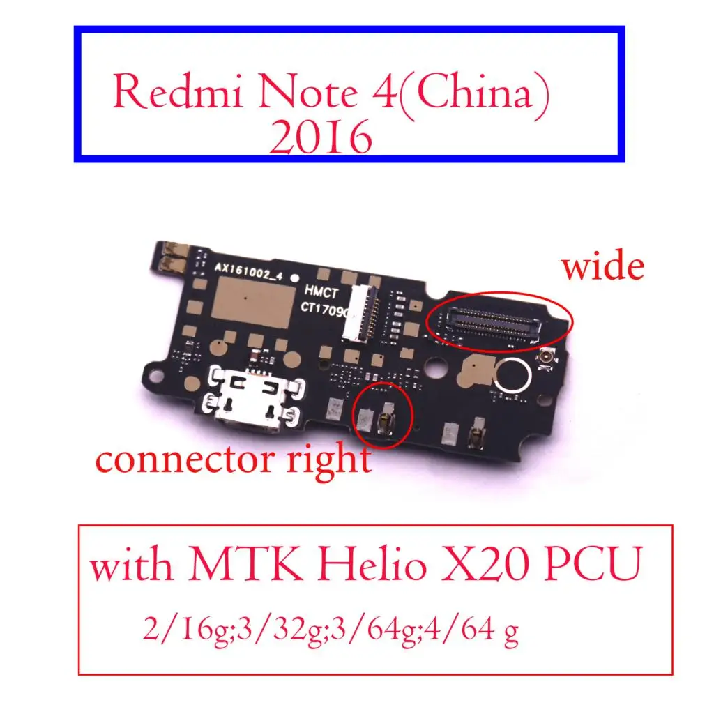 1 шт. для Xiaomi Redmi Note 4 Note4 MTK USB зарядное устройство зарядный порт ленточный гибкий кабель Micro USB док-станция Разъем Запасные части - Цвет: Note4 China 2016