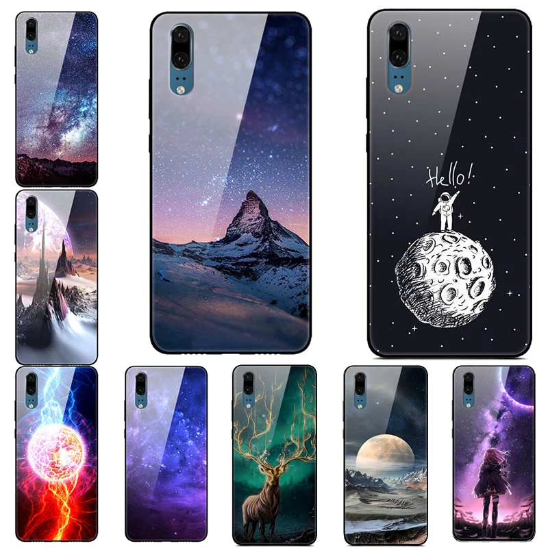 

For Huawei P30 P20 Pro Lite Case Tempered Glass Phone Cover black Silicone Bumper Cover for Huawei P20 Lite P 30 Lite P20 Pro