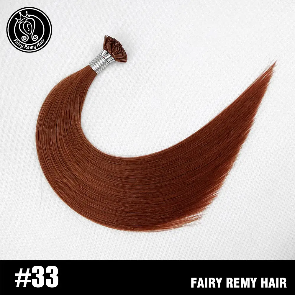 Феи remy волосы 0,8 г/локон 1" Remy плоский кончик кератиновые человеческие волосы расширение европейские натуральные волосы на капсуле fusion волосы 50 s/pac - Цвет: #33