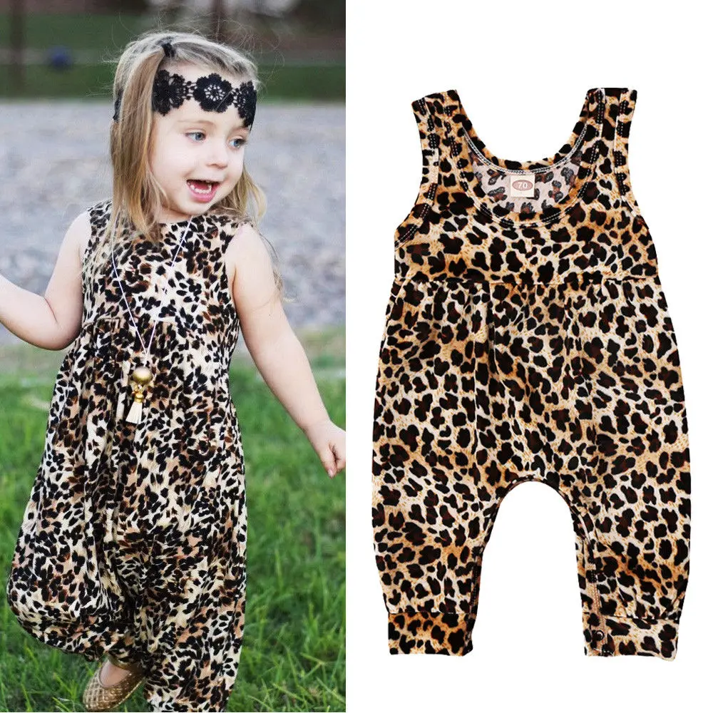 

Baby girl romper Leopard Summer 2018 newborn baby jumpsuit bow infant baby girl clothes rompers sleeveless kids clothes