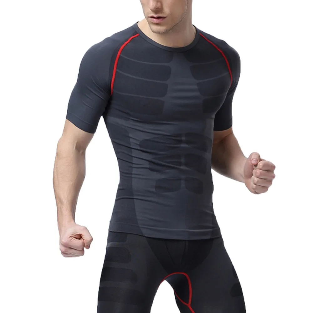 

Workout Sports Breathable Quick Drying Tops T-shirts Men Athletic Compression Short Sleeve Sport Tight Shirt Gym Clothes