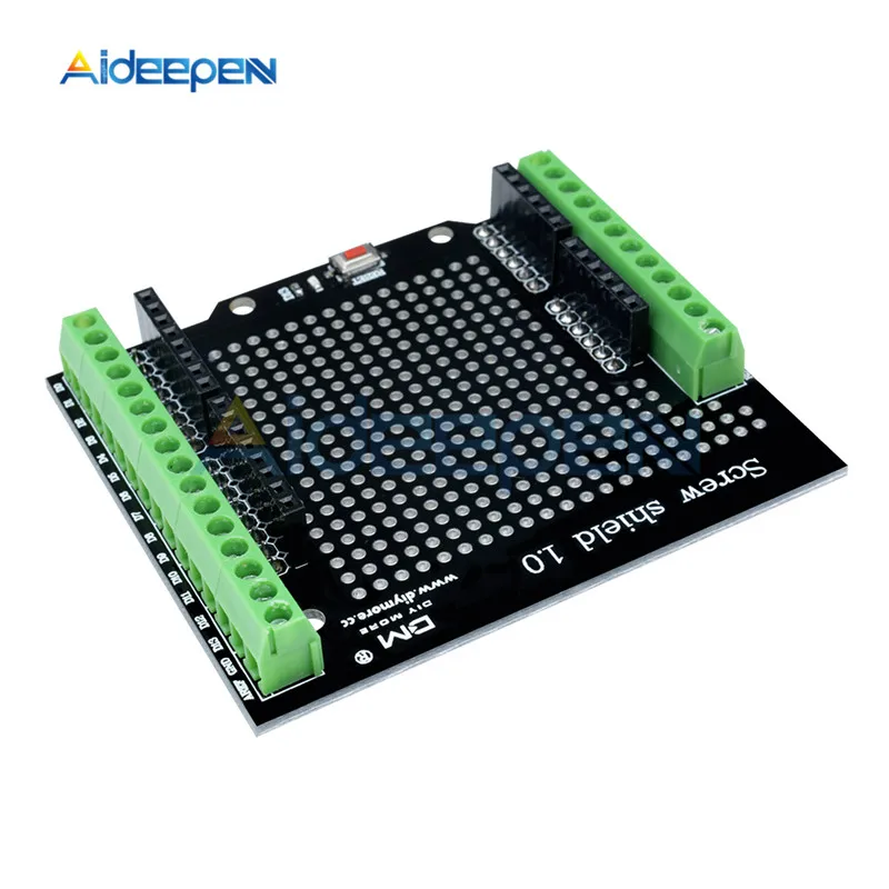 

Proto Screw Shield Assembled Prototype Terminal Black PCB Expansion Board Open Source Reset Button D13 LED For Arduino UNO