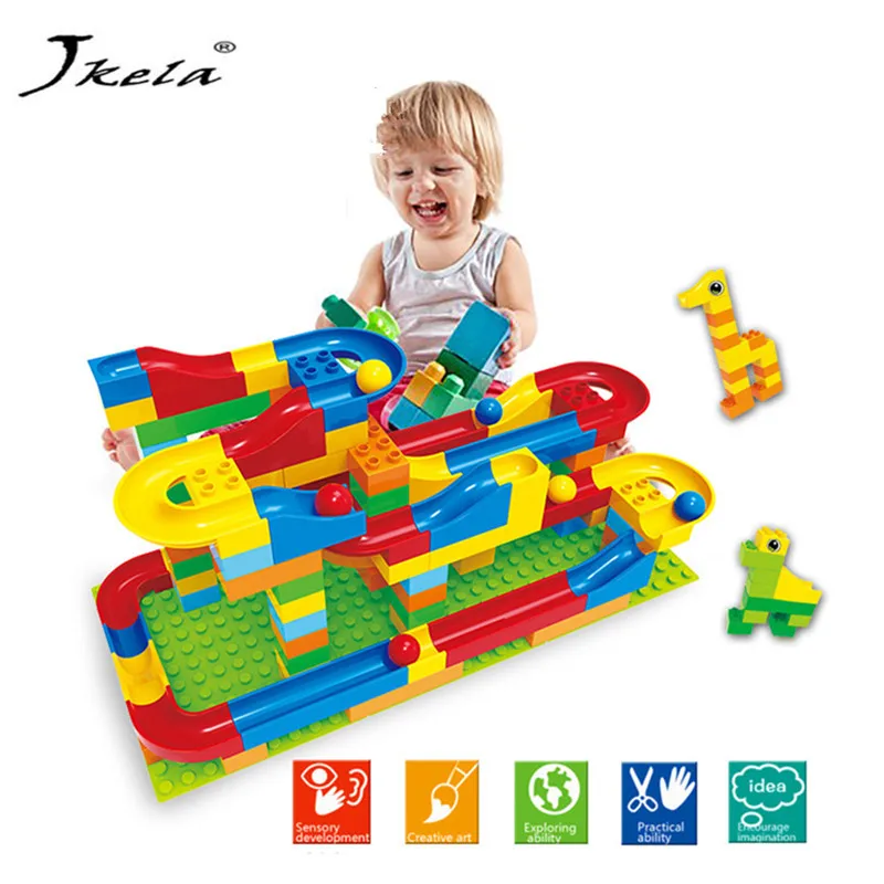 Bricks Trajectory Run Rolling Ball Rail Building Blocks Track Building Blocks For Kids Compatible Legoed Duplo