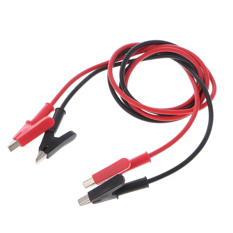 

2Pcs/set P1024 Double-ended Clips Cable Alligator Testing Probe Lead Wire 100CM 15A