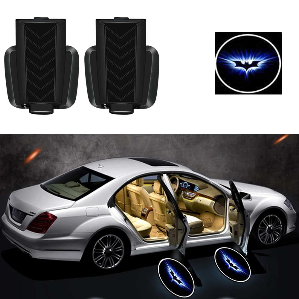 

2PCS USB Charge Wireless Universal Car Projection LED Projector Door Shadow Logo Light Welcome Lamps Courtesy Lights Kit Sensor