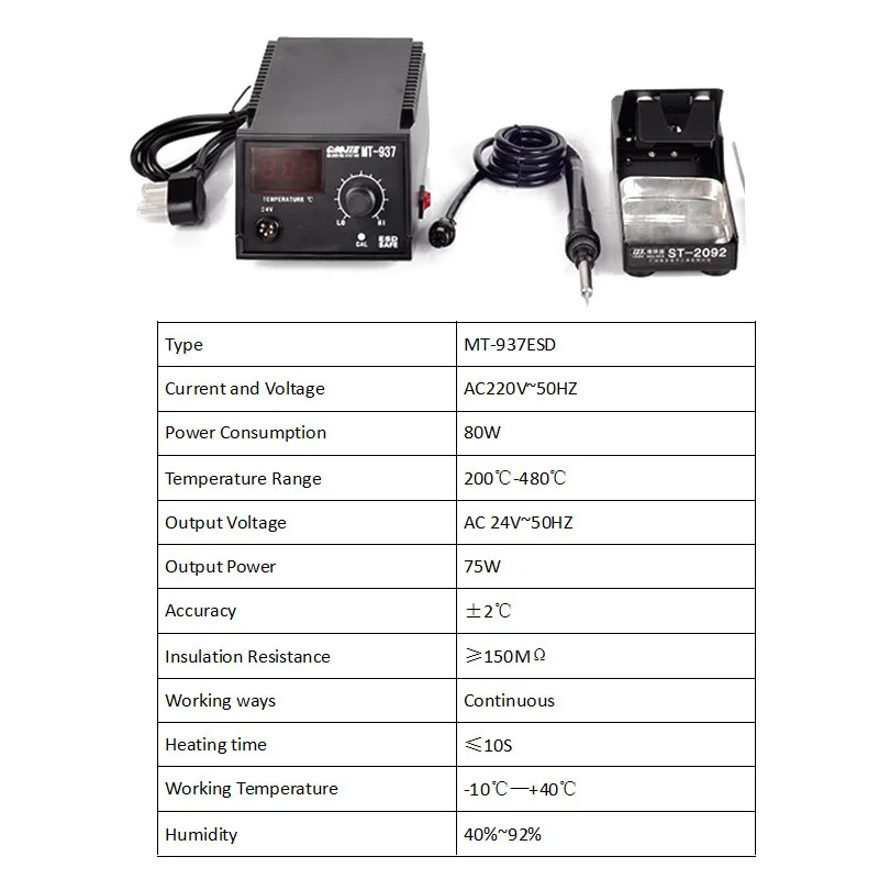 Лидер продаж Регулируемый Температура 75 Вт 220 В паяльной станции с цифровой Утюг Стенд припоя сварка ремонт tool kit mt-937