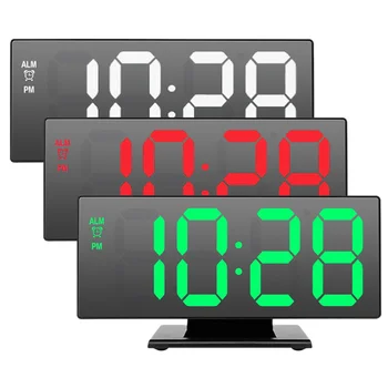 

USB Cable Digital Alarm Clock LED Mirror Clock Multifunction Snooze Display Time Table Desktop Cute Alarm Clock Night LCD Light