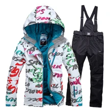 Free shipping Gsou snow Winter Women’s Ski Suit Jacket and pants Set Outdoor Sprot Warm Skiing Jacket Windproof Thicker coat