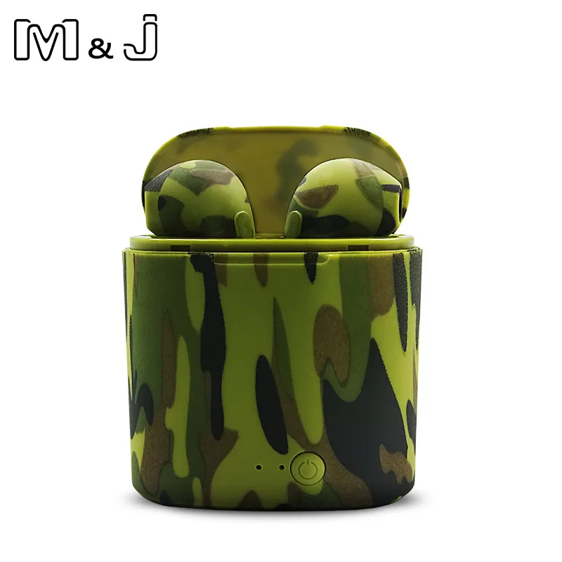 M& J I7S TWS camo наушники туры беспроводные Bluetooth двойные наушники Близнецы наушники стерео музыка гарнитура для всех Bluetooth мобильных - Цвет: Зеленый