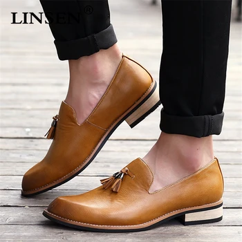 

Mens Formal Shoe Casual Bullock Dress Wedding Shoes Men Leather Loafers High Quality Genuine Leather Shoes Classic Tassel Brogue