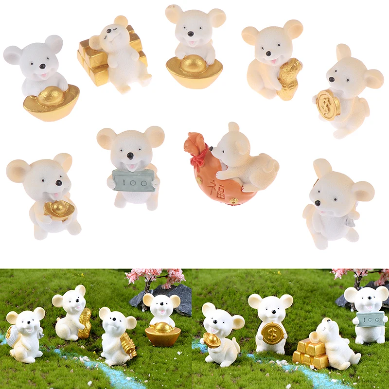 

Lucky Fortune Sending Money Mouse Model cartoon Animal action Figures Miniature Figurine home Dollhouse Decoration DIY toy gift