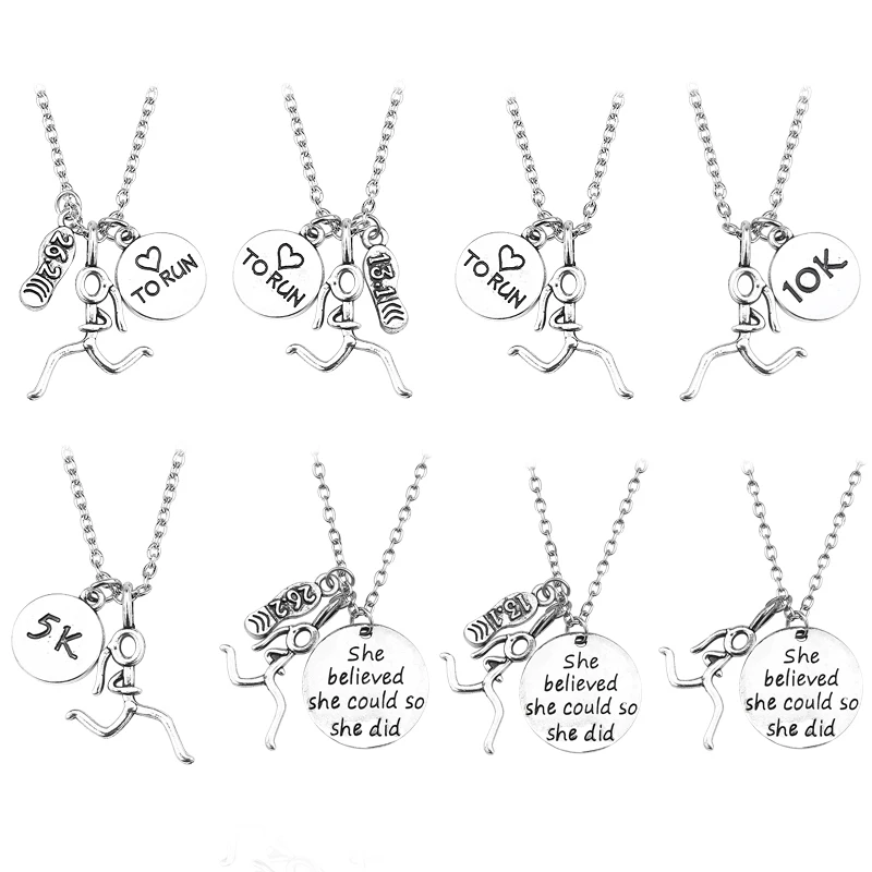 

Creative National Marathon Spirit Runners Necklace Silver Love Sport Travel Necklaces For Women And Men Souvenir Jewelry 2019