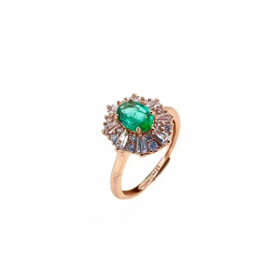 

925 sterling silver real Natural green Emerald Rings fine Jewelry women wedding Christmas gift open new plant yhj030308agml