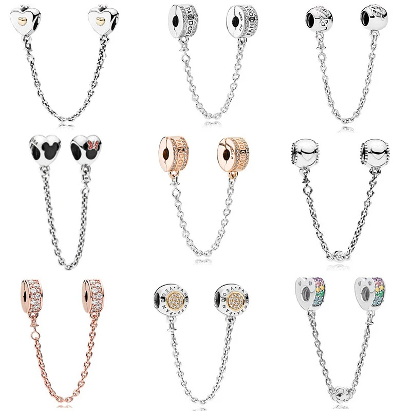 

2019 hot sale Fixed Bracelet Safety Chain Fits Pandora charm Bracelet Jewelry DIY for women gift 925 Sterling Silver Beads