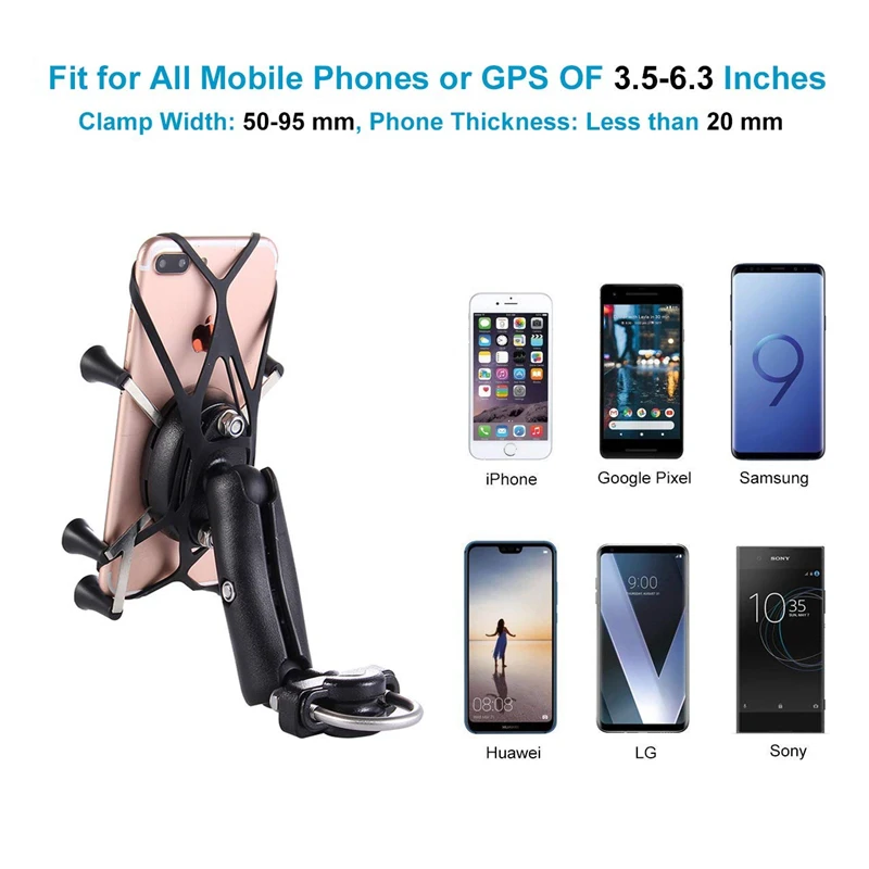 XMXCZKJ Motorcycle Handlebar Bike Mobile Cell Phone Mount Holder Support Bicycle Silicone X-grip Ph